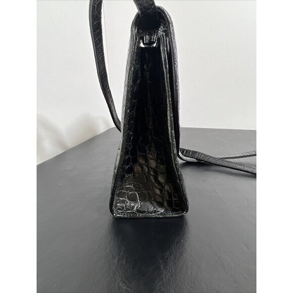 Vintage Albert Nipon Embossed Leather Crossbody Bag Black 7” x 6” - Picture 16 of 16